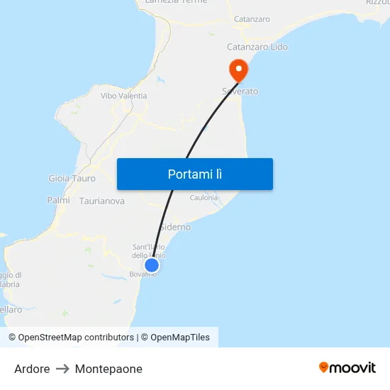 Ardore to Montepaone map