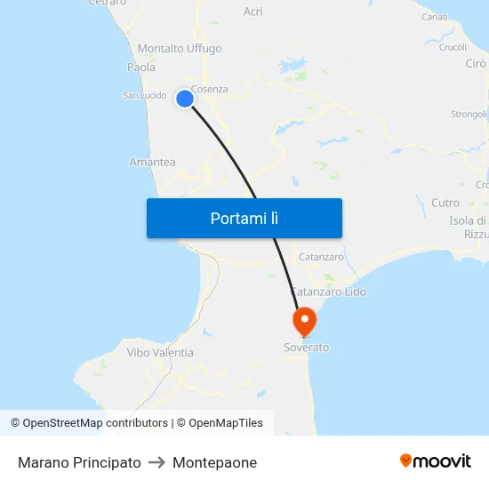 Marano Principato to Montepaone map