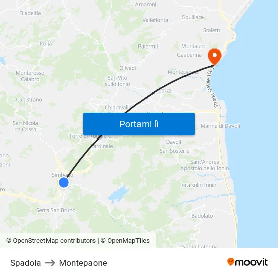 Spadola to Montepaone map
