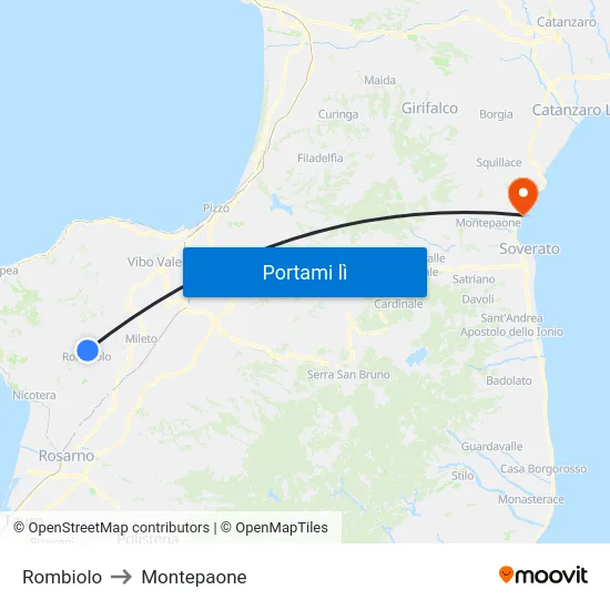 Rombiolo to Montepaone map