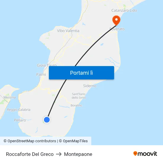 Roccaforte Del Greco to Montepaone map
