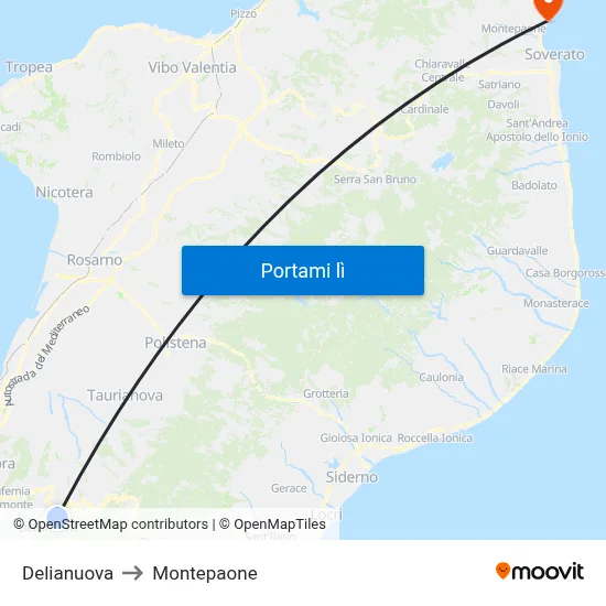 Delianuova to Montepaone map