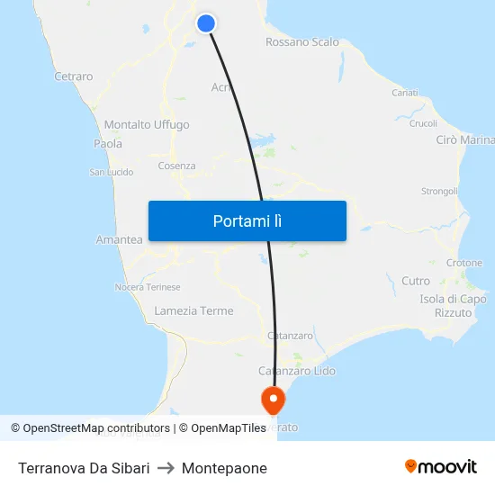 Terranova Da Sibari to Montepaone map