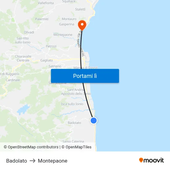 Badolato to Montepaone map