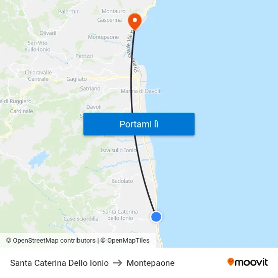 Santa Caterina Dello Ionio to Montepaone map