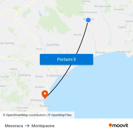 Mesoraca to Montepaone map
