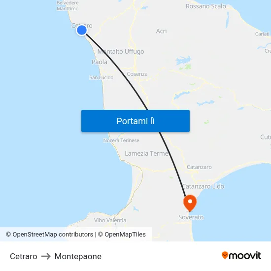 Cetraro to Montepaone map