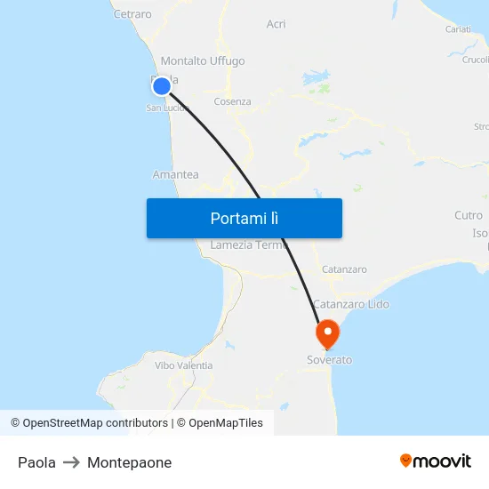 Paola to Montepaone map