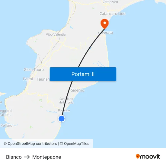 Bianco to Montepaone map