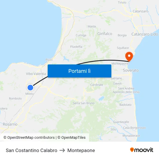 San Costantino Calabro to Montepaone map