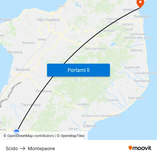 Scido to Montepaone map