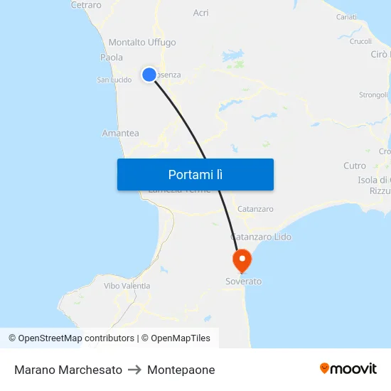 Marano Marchesato to Montepaone map