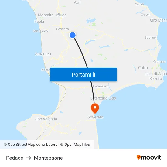 Pedace to Montepaone map