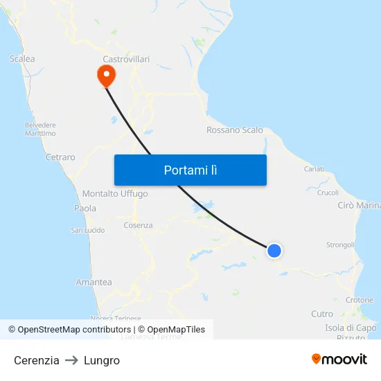 Cerenzia to Lungro map