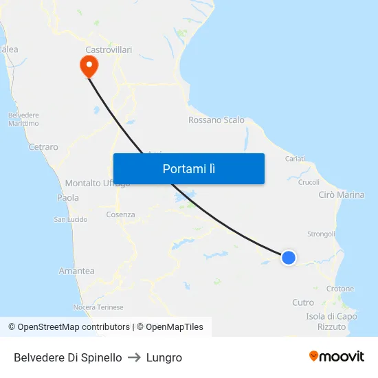 Belvedere Di Spinello to Lungro map