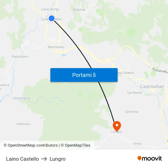 Laino Castello to Lungro map