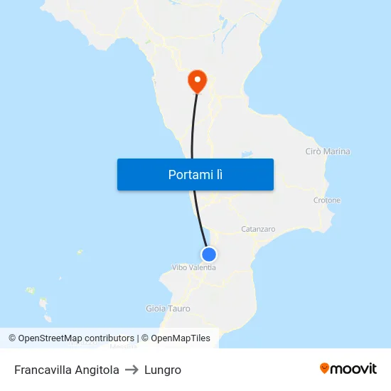 Francavilla Angitola to Lungro map