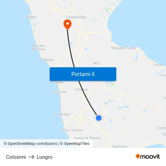Colosimi to Lungro map