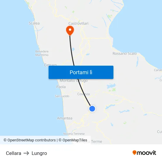 Cellara to Lungro map