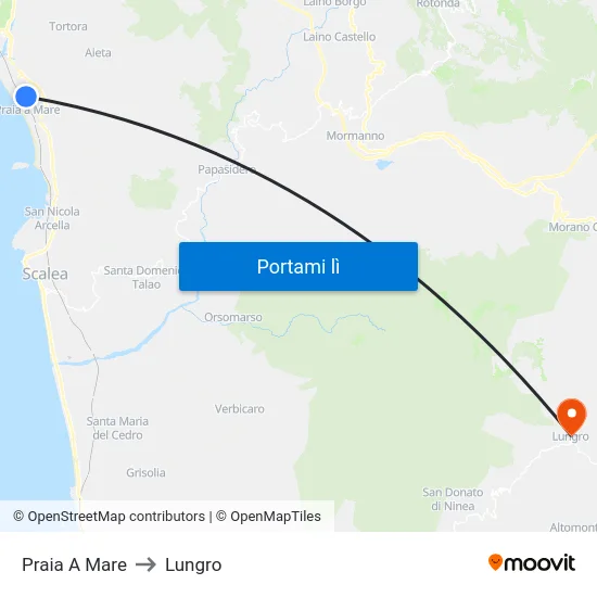 Praia A Mare to Lungro map