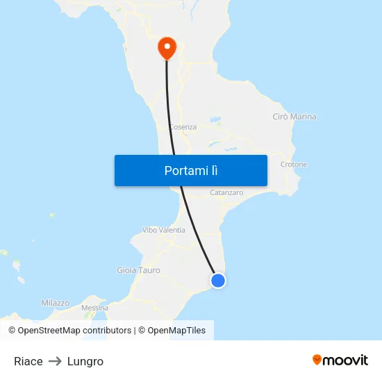 Riace to Lungro map