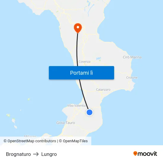 Brognaturo to Lungro map