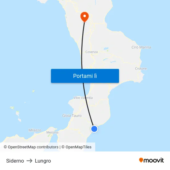 Siderno to Lungro map