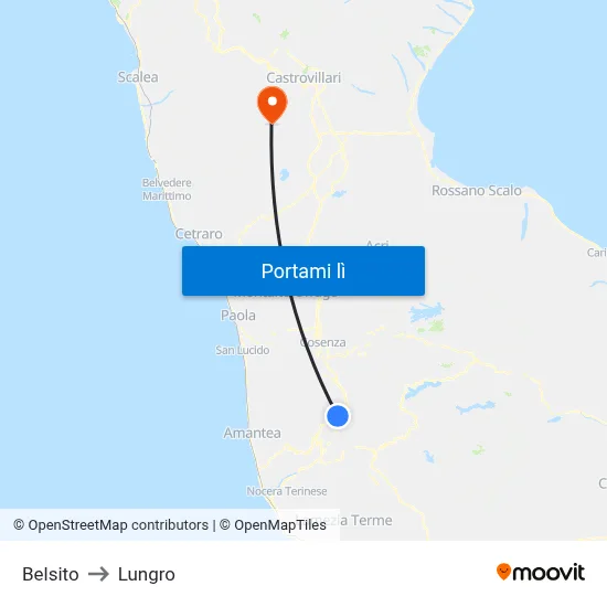 Belsito to Lungro map