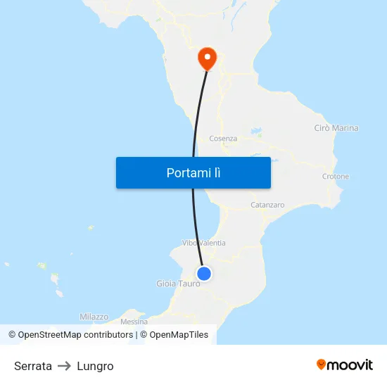 Serrata to Lungro map
