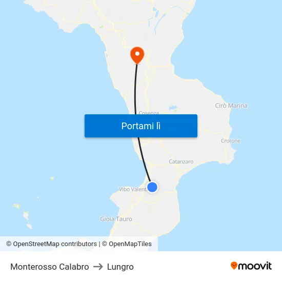 Monterosso Calabro to Lungro map