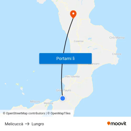 Melicuccà to Lungro map