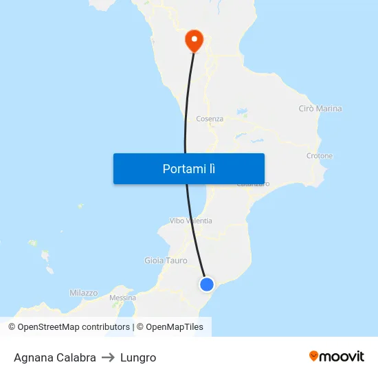 Agnana Calabra to Lungro map