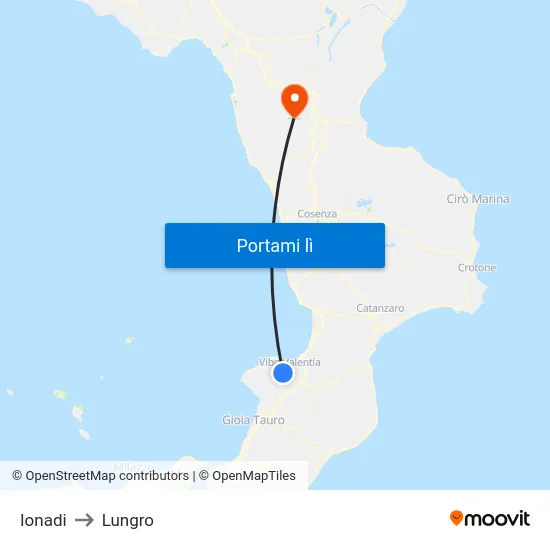 Ionadi to Lungro map