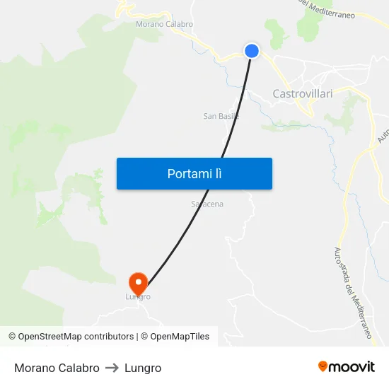 Morano Calabro to Lungro map