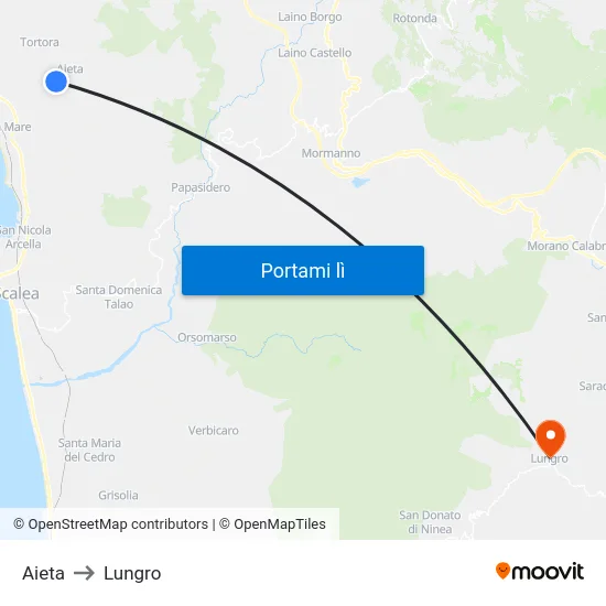 Aieta to Lungro map
