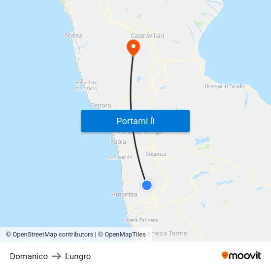 Domanico to Lungro map