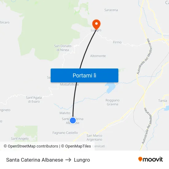 Santa Caterina Albanese to Lungro map
