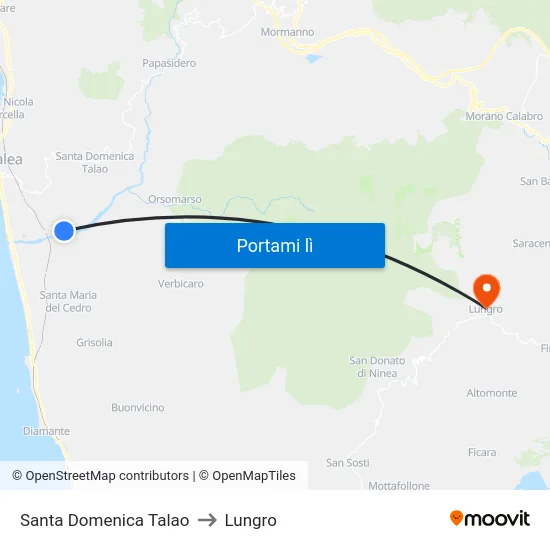 Santa Domenica Talao to Lungro map