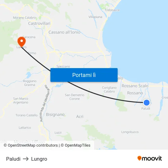 Paludi to Lungro map