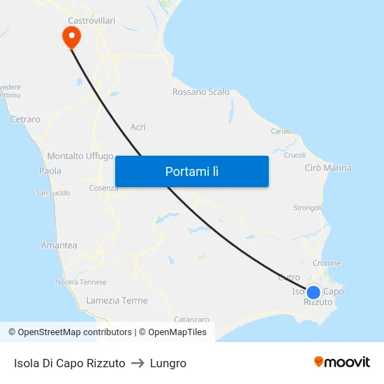 Isola Di Capo Rizzuto to Lungro map