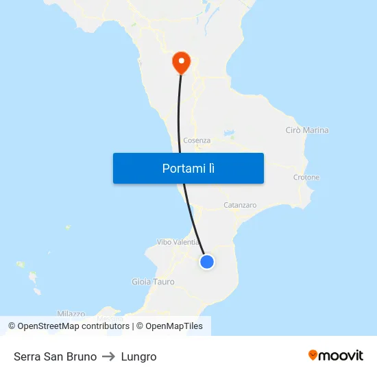 Serra San Bruno to Lungro map
