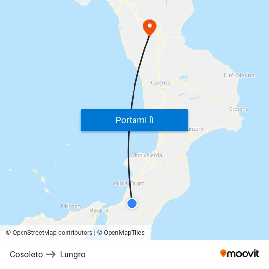 Cosoleto to Lungro map