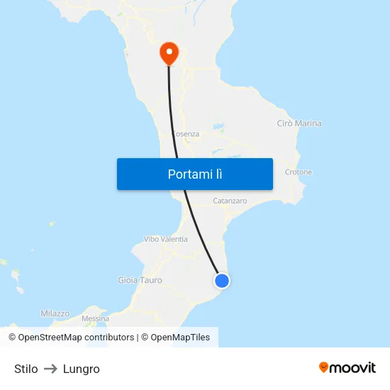 Stilo to Lungro map