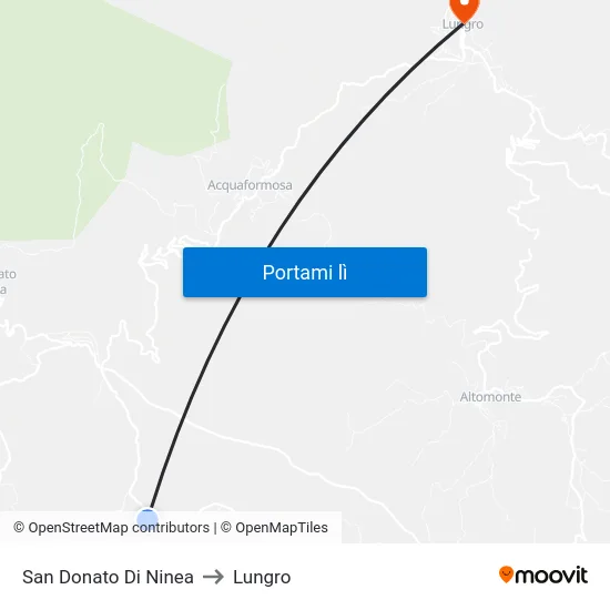 San Donato Di Ninea to Lungro map