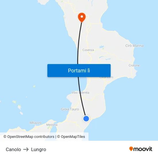 Canolo to Lungro map