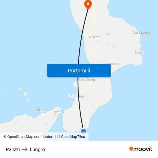 Palizzi to Lungro map