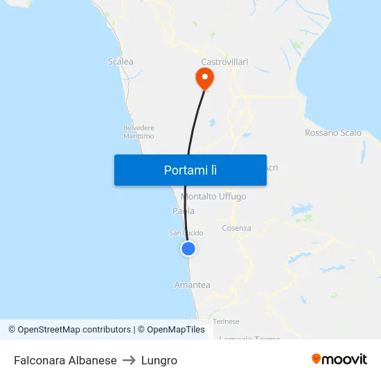 Falconara Albanese to Lungro map
