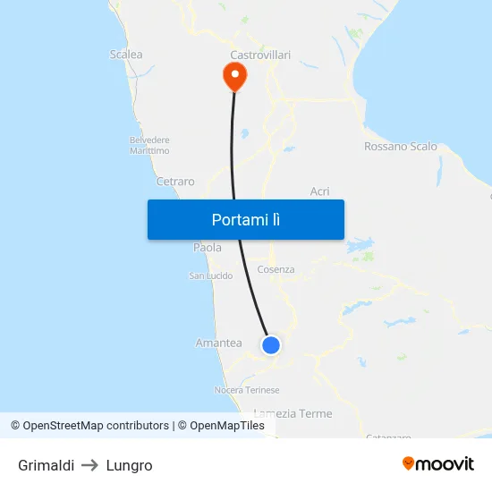 Grimaldi to Lungro map
