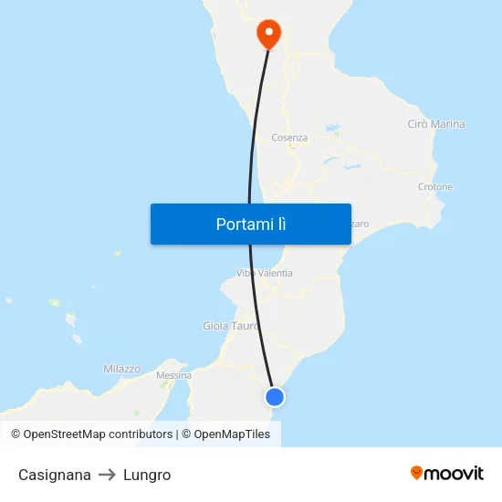 Casignana to Lungro map