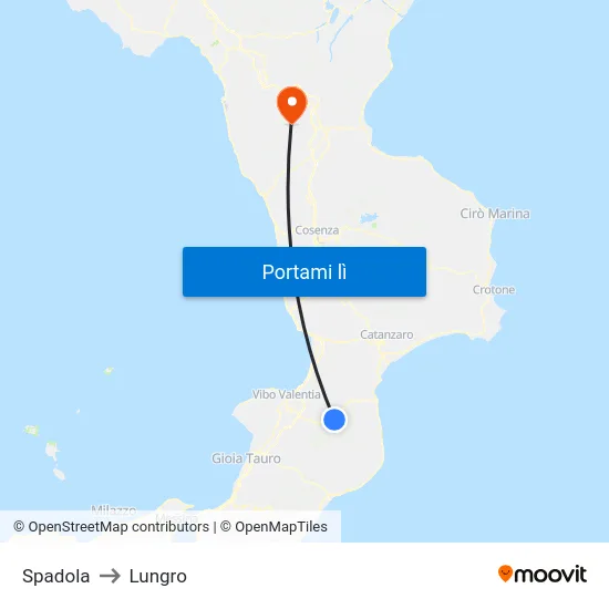 Spadola to Lungro map